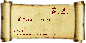 Prácser Lenke névjegykártya