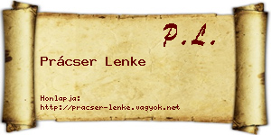 Prácser Lenke névjegykártya